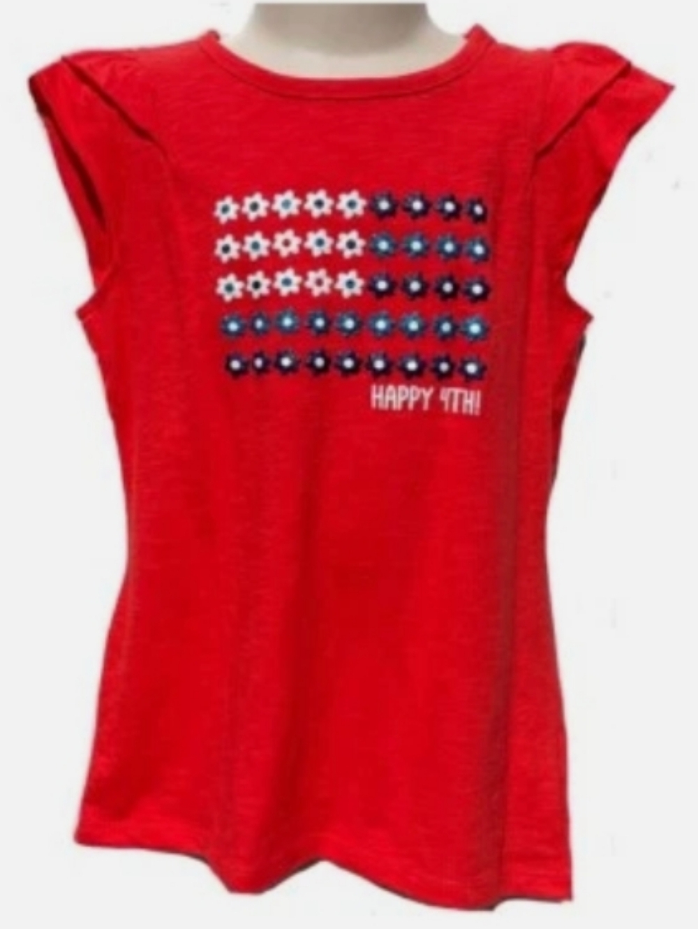 Jumping Beans - Patriotic "HAPPY 4TH!" Flag Graphic Tee, Red Flag Cotton T-shirt